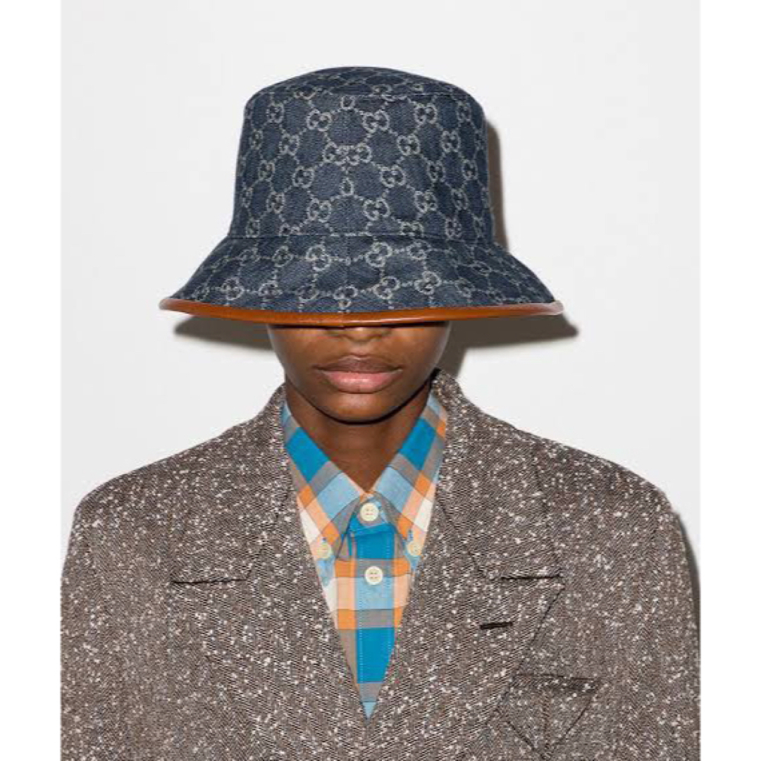 GUCCI - Gucci グッチGG柄 デニム バケットハット ネービー GUCCI - Gucci グッチGG柄 デニム バケットハット ネービー