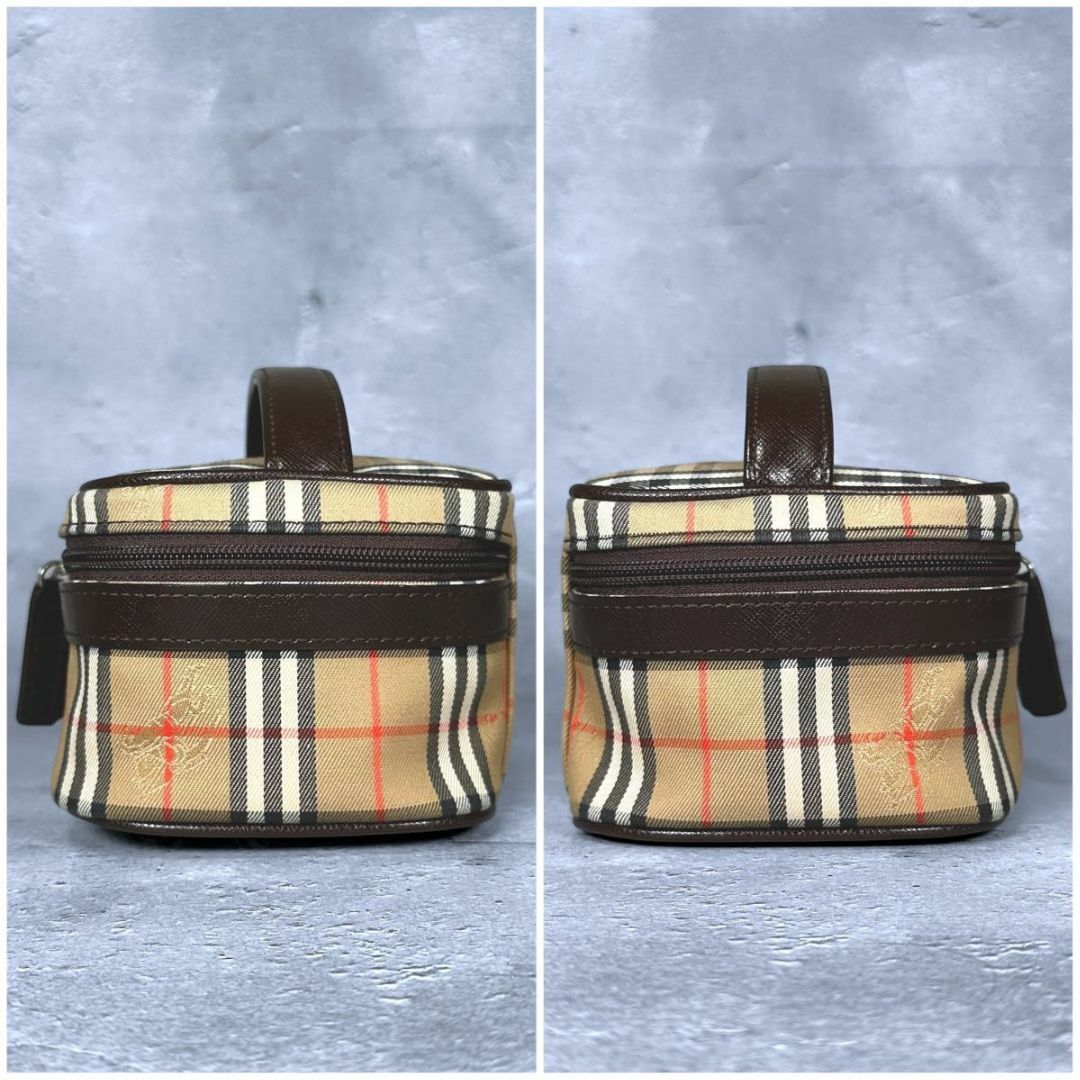 美品】BURBERRY チェック シャドーホース バニティ ポーチ 美品】BURBERRY チェック シャドーホース バニティ ポーチ