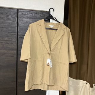 マウジー(moussy)の新品未使用タグ付マウジー着丈75MUSSYリネン麻ゆったりジャケット半袖ロング(ノーカラージャケット)