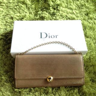 クリスチャンディオール(Christian Dior)のDior＊チェーン付きゴールド長財布(財布)