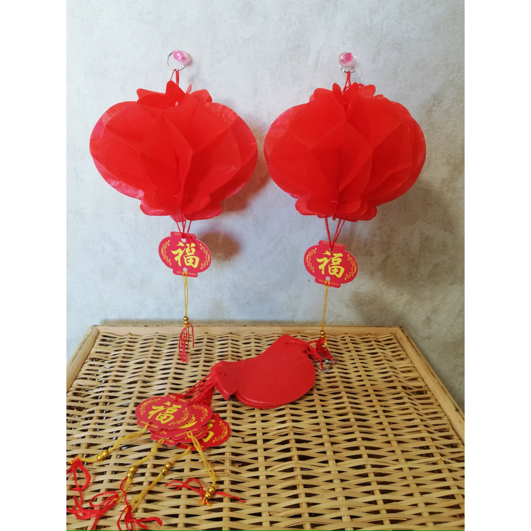 中国風祭り祝福文字小提灯 (直径:15cm 高さ:11cm) 6コ インテリア/住まい/日用品のインテリア小物(置物)の商品写真