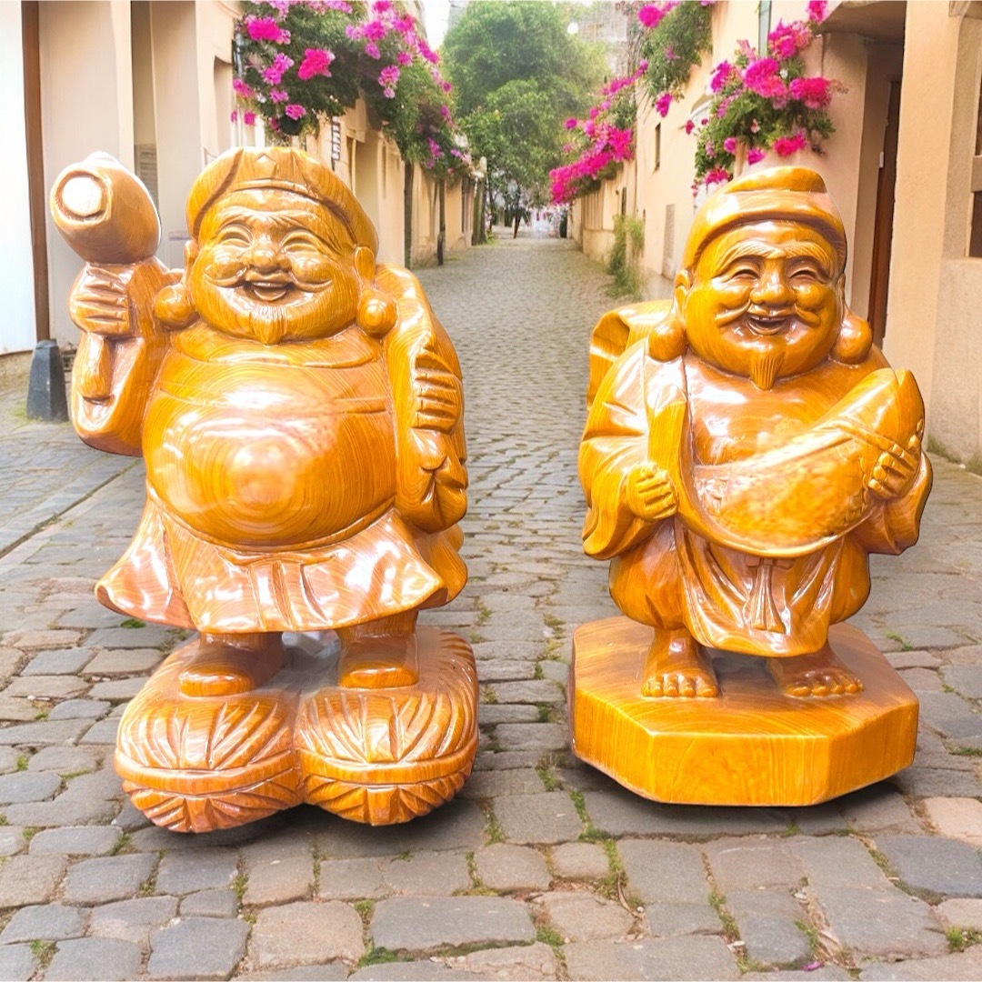 骨董品2点。七福神と恵比寿 低かっ 骨董品2点。七福神と恵比寿 低かっ