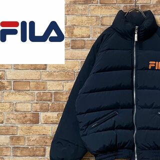 FILA - FILA　フィラ　ダウンジャケット　肉厚　刺繍ロゴ　ネイビー　ビッグシルエットL