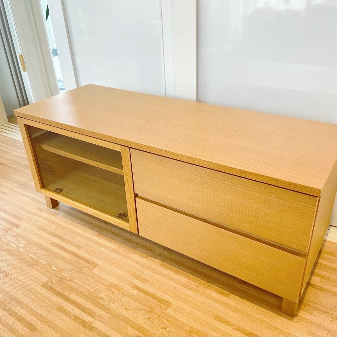 のん】【無印良品】 廃盤品 オーク材 AVラック 幅110cm - テレビ のん】【無印良品】 廃盤品 オーク材 AVラック 幅110cm - テレビ