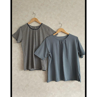 T シャツ　2枚組　ストライプシャツ&ボーダーT シャツ(シャツ/ブラウス(半袖/袖なし))