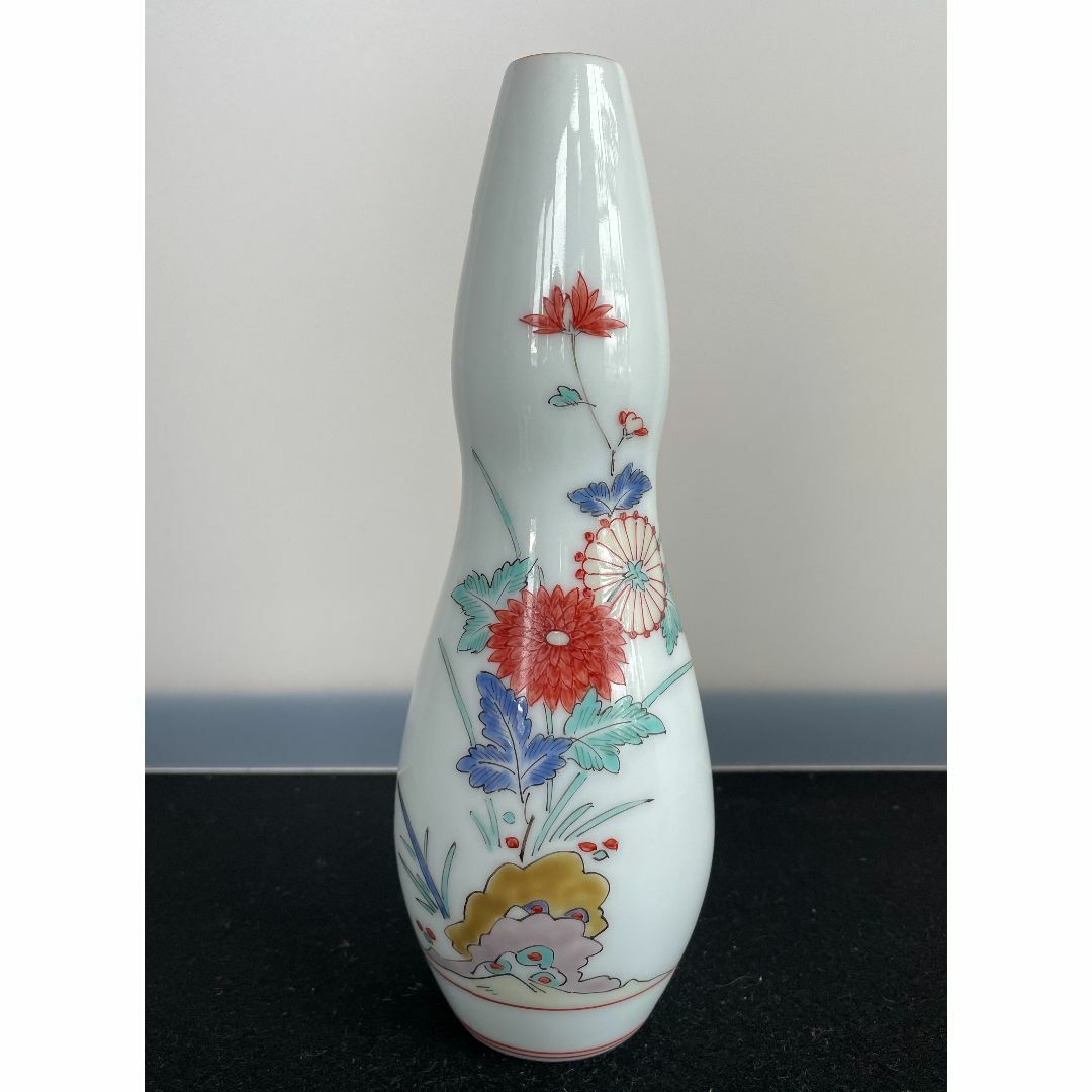 有田焼 - 十三代 酒井田柿右衛門 錦 花瓶 錦岩菊紋 色絵 花文 一輪生 花 一輪挿 瓢箪