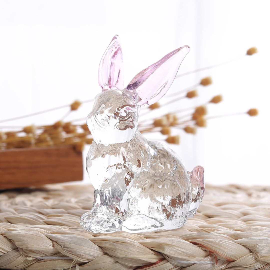 クリスタル うさぎの置物 ガラス置物 オブジェ (ブルー&ピンク クリスタル うさぎの置物 ガラス置物 オブジェ (ブルー&ピンク