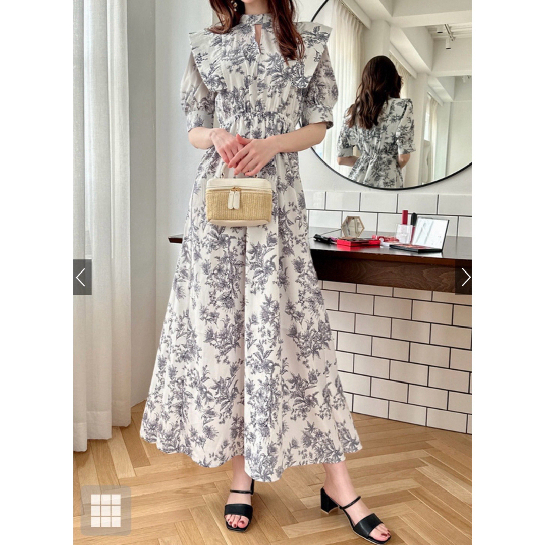 GRL - 花柄チョーカー風ワンピース grl トワルドジュイ柄 フリル GRL - 花柄チョーカー風ワンピース grl トワルドジュイ柄 フリル