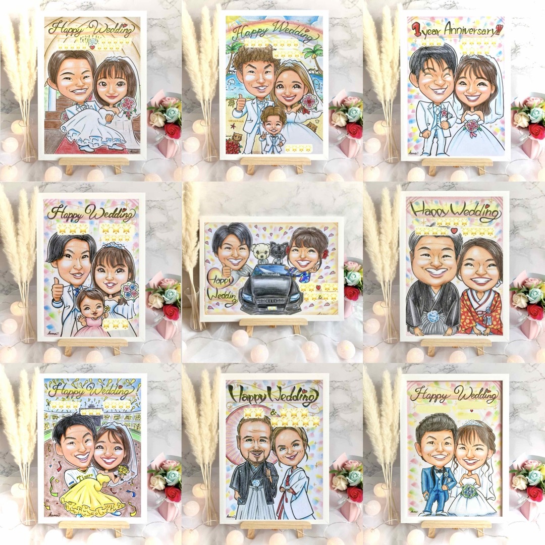 似顔絵オーダー ウェルカムボード 結婚祝い 結婚式 受付 似顔絵オーダー ウェルカムボード 結婚祝い 結婚式 受付