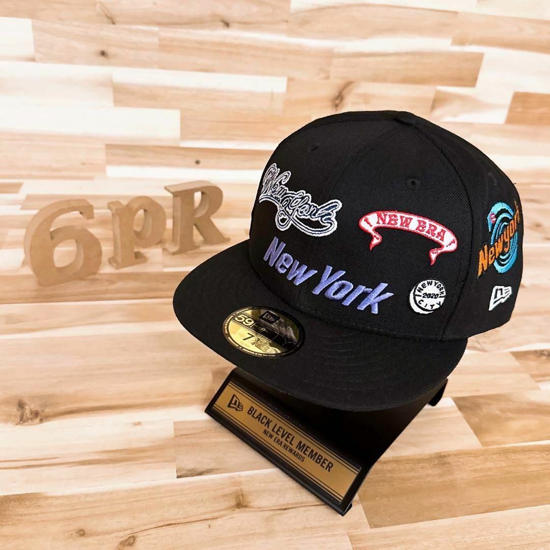 NEW ERA - レア/完売サイズ【ニューエラ×トウヤホリウチ】限定コラボ NY キャップ 黒×紫