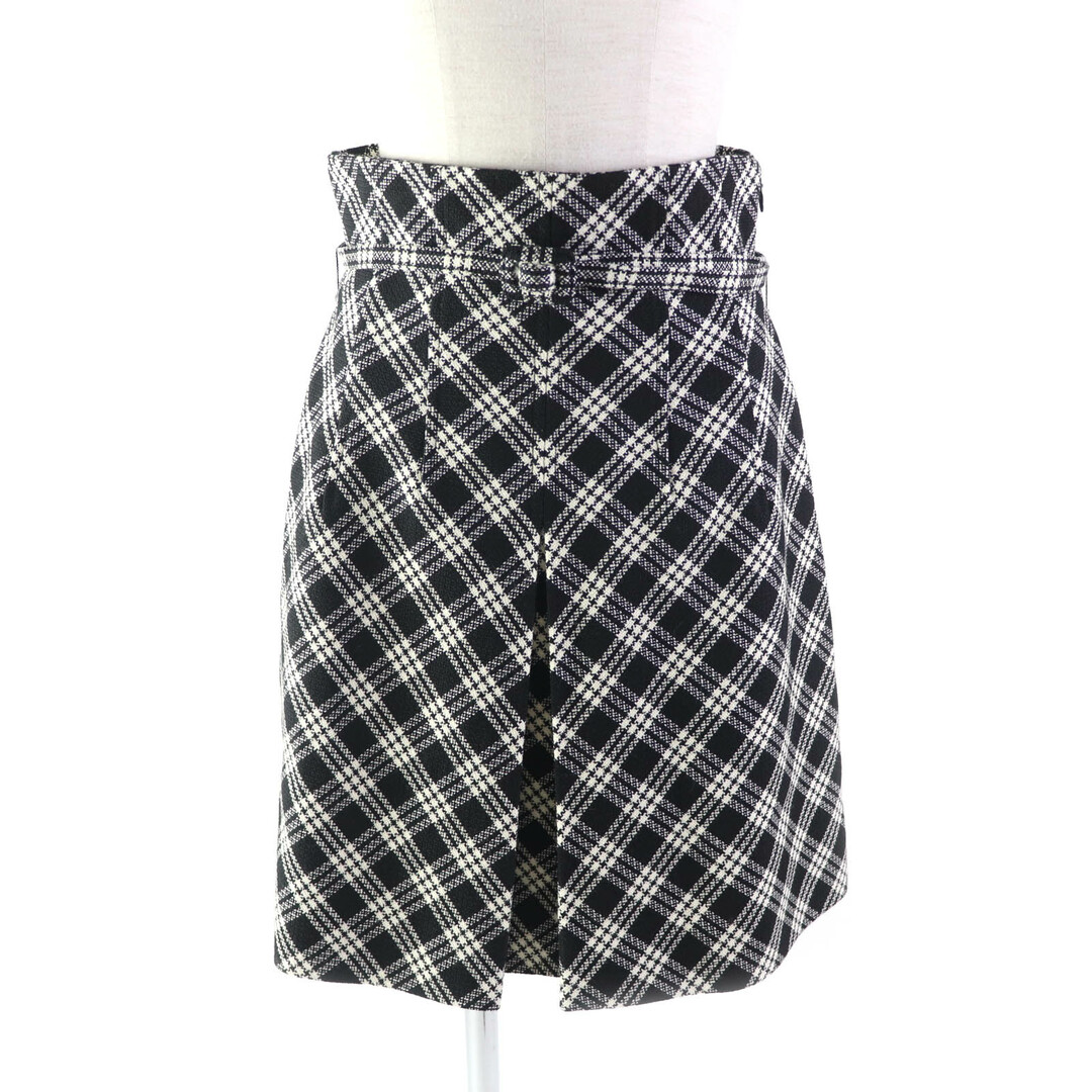 Christian Dior - 美品★Christian Dior クリスチャンディオール 22AW 251J80A1244 裏地シルク混 ランウェイ着用 ベルト付 チェック柄 ボックスプリーツ 台形 スカート ブラック ホワイト 42 保存袋付き イタリア製 正規品 レディース
