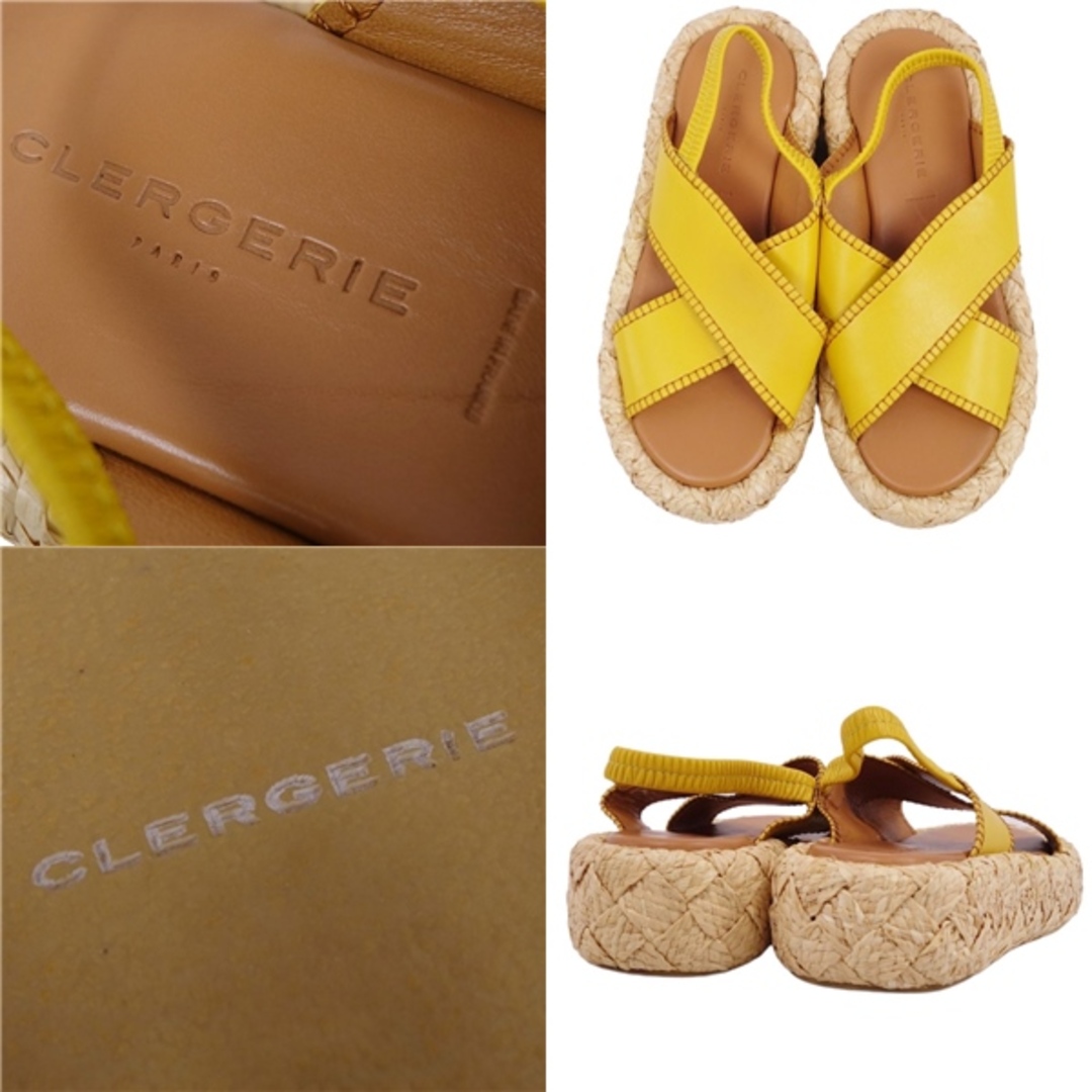 美品 クレジュリー CLERGERIE サンダル レザー ストロー 美品 クレジュリー CLERGERIE サンダル レザー ストロー