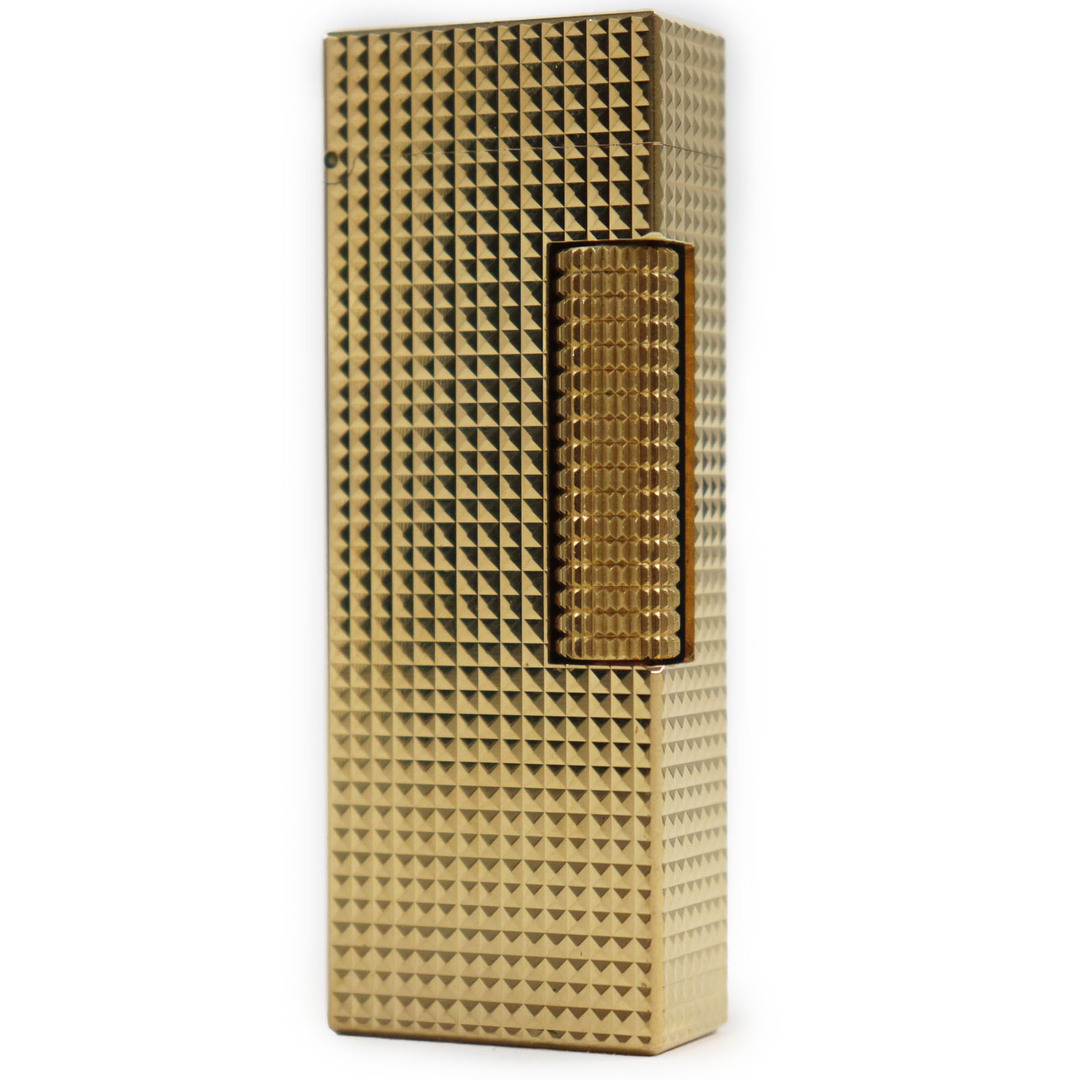 Dunhill - 美品●Dunhill ダンヒル スクエア ダイヤモンド柄 ローラー式 喫煙グッズ ガスライター ゴールド スイス製 メンズ 着火確認済み