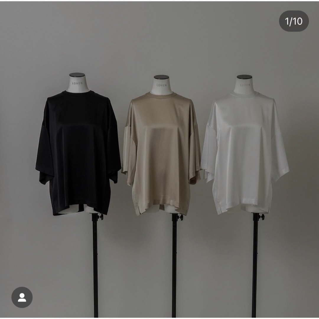 【未使用品】lohen ベビーサテンTシャツブラウス タグ付新品未使用】LOHEN ベビーサテンTシャツブラウス ローヘン 白