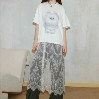 キャンディーストリッパー(Candy Stripper)のDIDDI MODA レース ロング ビッグTシャツ ワンピース レイヤード(ロングワンピース/マキシワンピース)