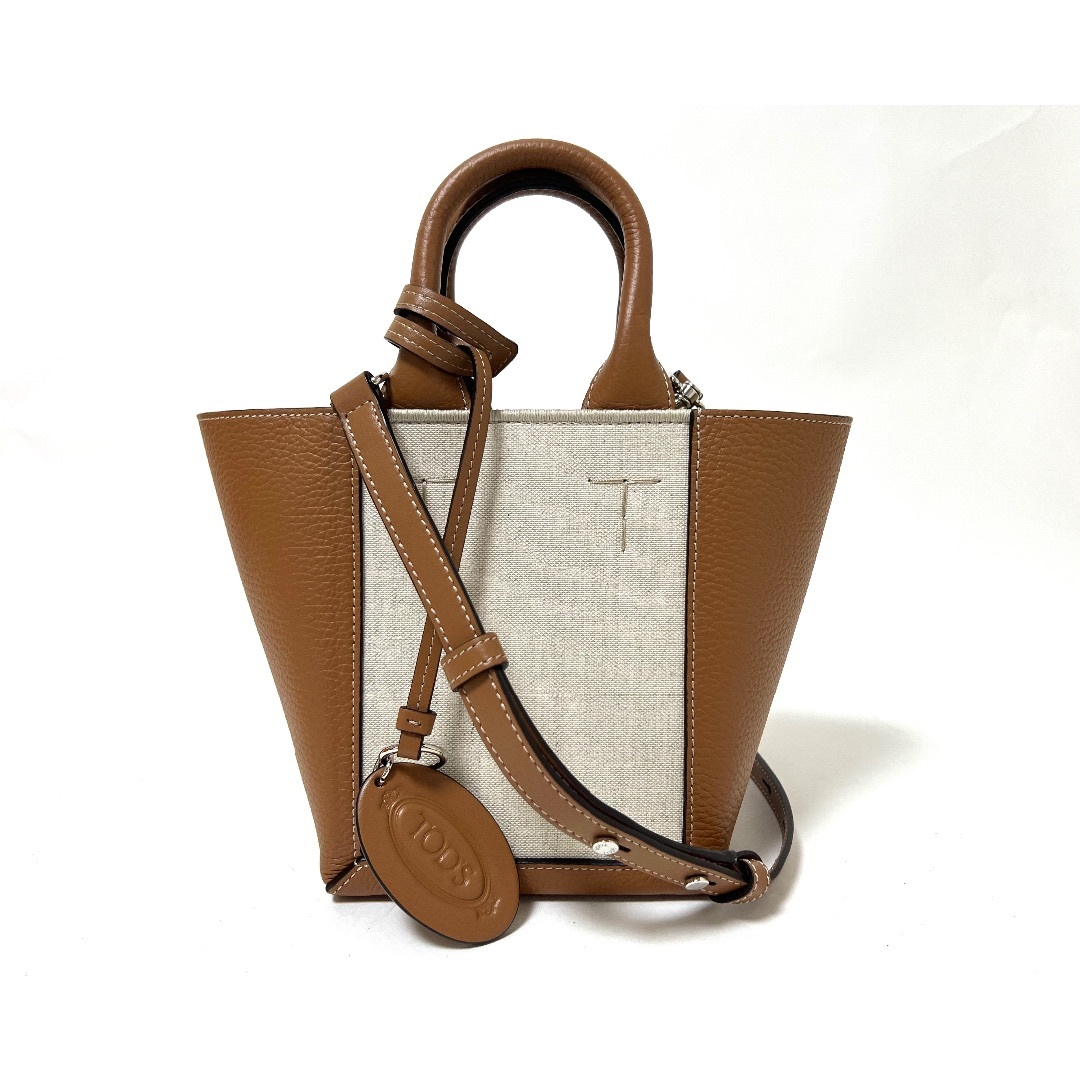 TOD'S - TOD'S トッズ Ron Herman ロンハーマン 別注 CLN Shopping Tracolla Mini Bag 24SS ハンドバッグ ショルダーバッグ キャンバス レザー 3911100316 新品同様