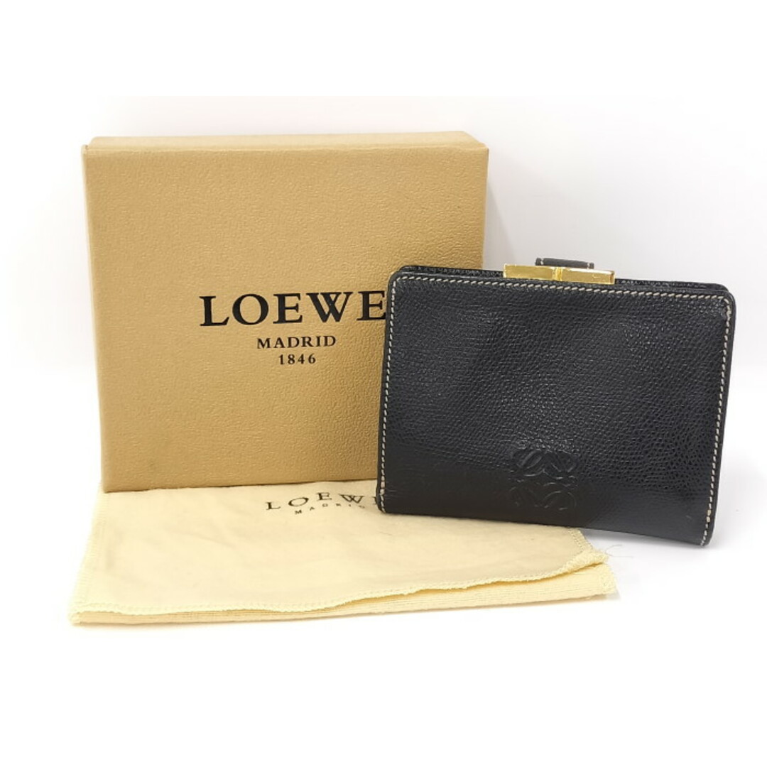 廃盤希少】LOEWE ロエベ 財布 アナグラム レザー がま口 廃盤 廃盤希少】LOEWE ロエベ 財布 アナグラム レザー がま口 廃盤