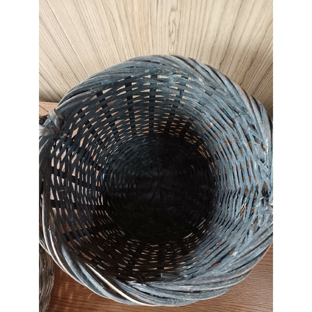 竹カゴ 篭 昭和レトロ 小道具 アンティーク 花器 竹製 昭和レトロ インテリア/住まい/日用品のインテリア小物(バスケット/かご)の商品写真