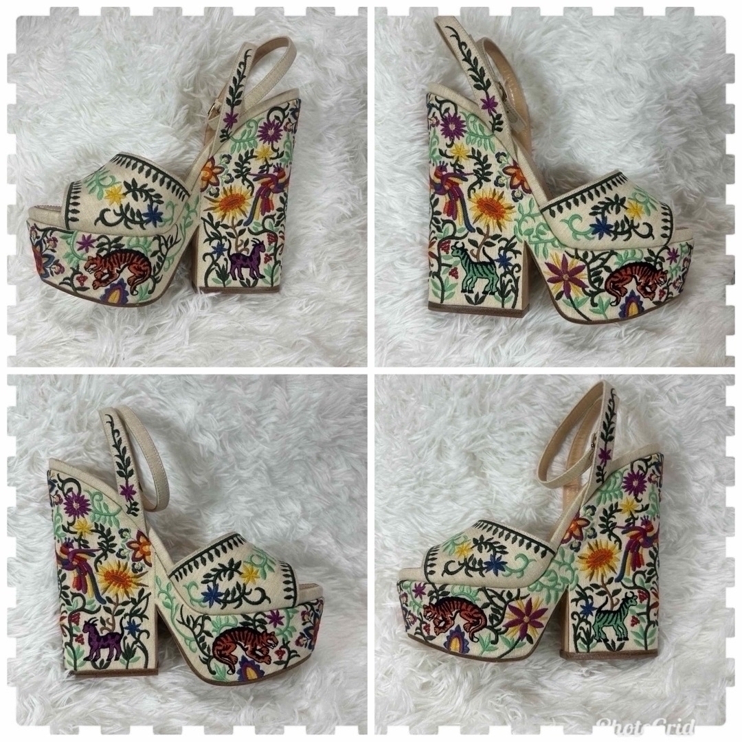 セルジオロッシ アニマル柄 刺繍 サンダル 38 23.5〜24.5センチ セルジオロッシ アニマル柄 刺繍 サンダル 38 23.5〜24.5センチ