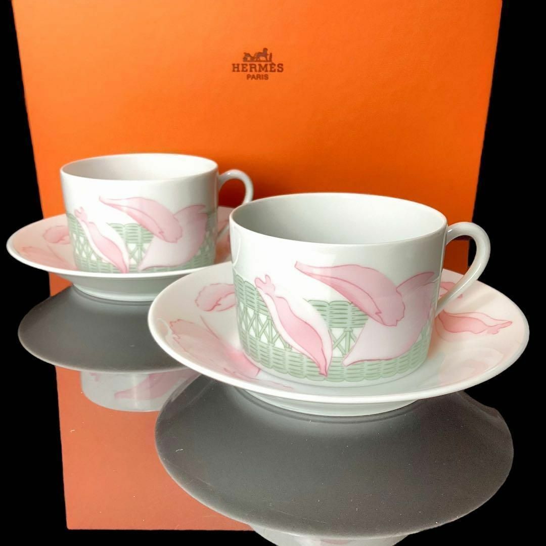 希少☆美品☆エルメス ピヴォワンヌ カップ&ソーサー 2客 ペア 希少☆美品☆エルメス ピヴォワンヌ カップ&ソーサー 2客 ペア