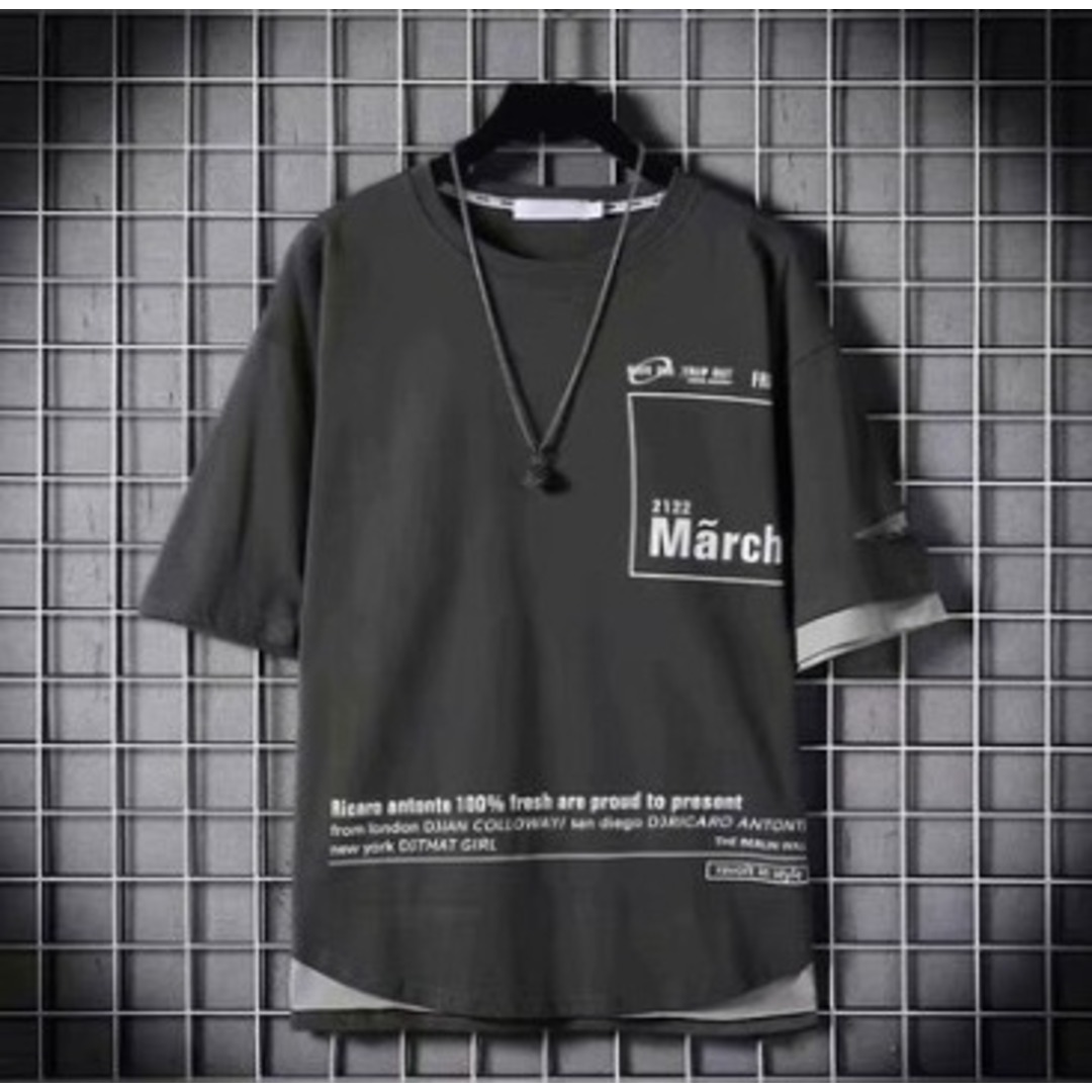 【残り数点】半袖シャツ　メンズ　韓国　流行　ダメージ　ＸＬ　ゆったり メンズのトップス(Tシャツ/カットソー(半袖/袖なし))の商品写真