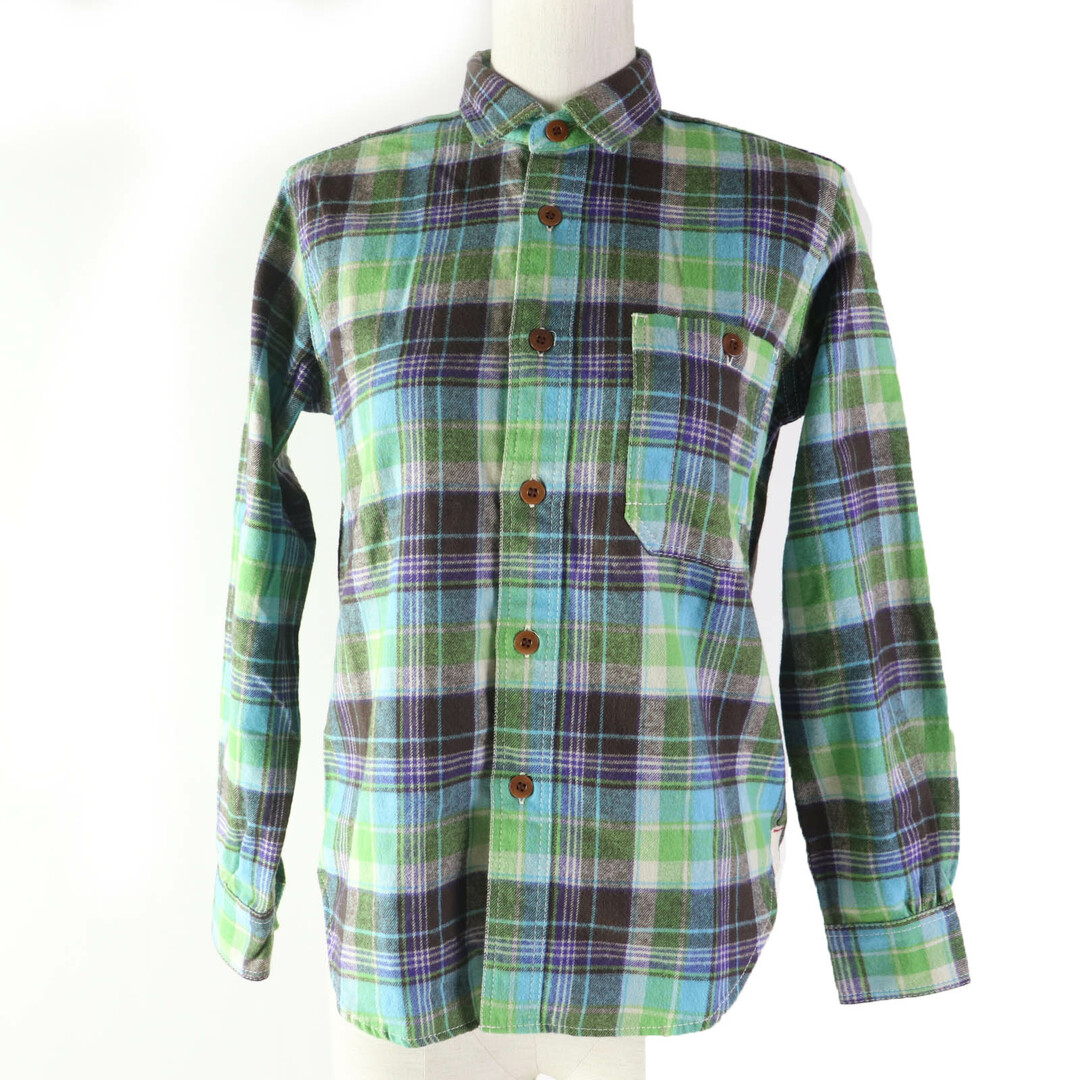 JUNYA WATANABE - 未使用品☆COMME des GARCONS JUNYA WATANABE MAN PINK ジュンヤワタナベコムデギャルソンマンピンク UH-B002 コットン100％ チェック柄 ネルシャツ 長袖シャツ グリーン系 S 日本製 正規品 レディース