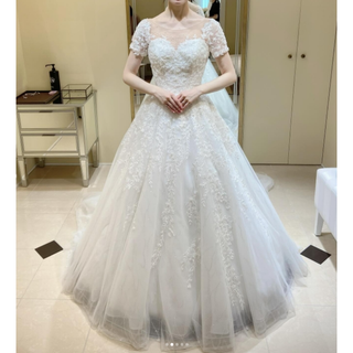 ウェディングドレス キラキラチュール 美しい花レース くるみ ウェディングドレス キラキラチュール 美しい花レース くるみ