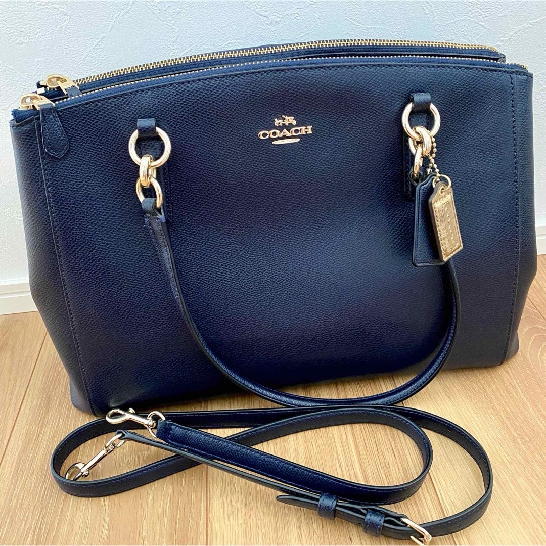 COACH - コーチ ショルダーバッグ ハンドバッグ ネイビー の通販 COACH - コーチ ショルダーバッグ ハンドバッグ ネイビー の通販
