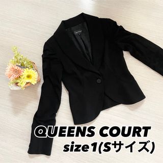 クイーンズコート(QUEENS COURT)のQUEENCOURT Sサイズ ジャケット 黒 アウター 春服 オフィス(テーラードジャケット)