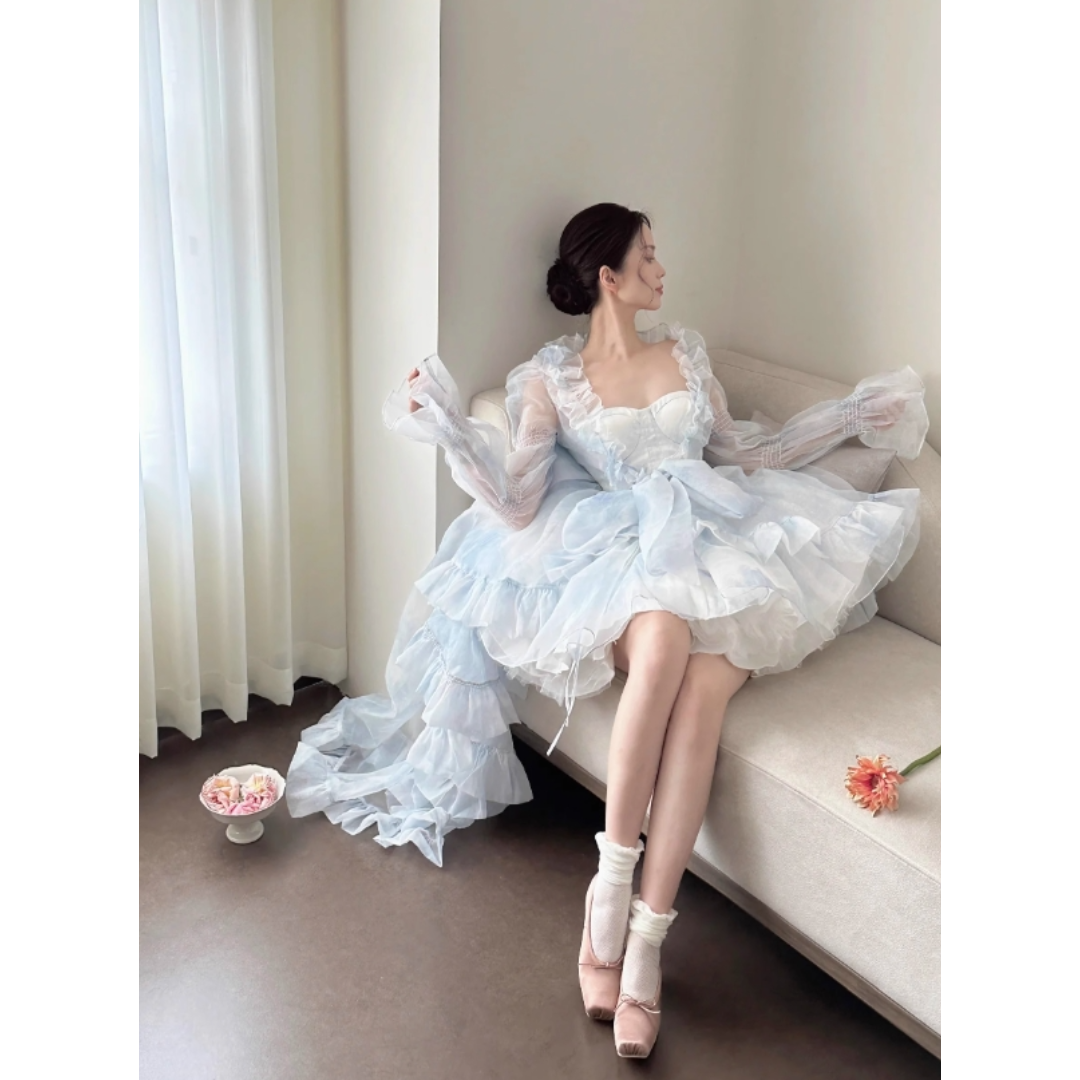 lolita 洋服 花嫁ドレスロリィタ お姫風 ロリータ ブルー L93#の lolita 洋服 花嫁ドレスロリィタ お姫風 ロリータ ブルー L93#の