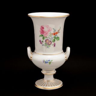 MEISSEN - マイセン 金彩 「黄菊と紅菊」 波の戯れ 装飾花瓶 20C MEISSEN - マイセン 金彩 「黄菊と紅菊」 波の戯れ 装飾花瓶 20C