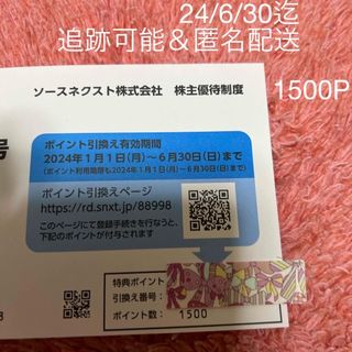 ソースネクスト 株主優待券 1500ポイント 1枚(ショッピング)