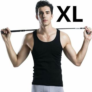タンクトップ メンズ インナーシャツ XL ブラック 防菌防臭 吸水速乾(タンクトップ)