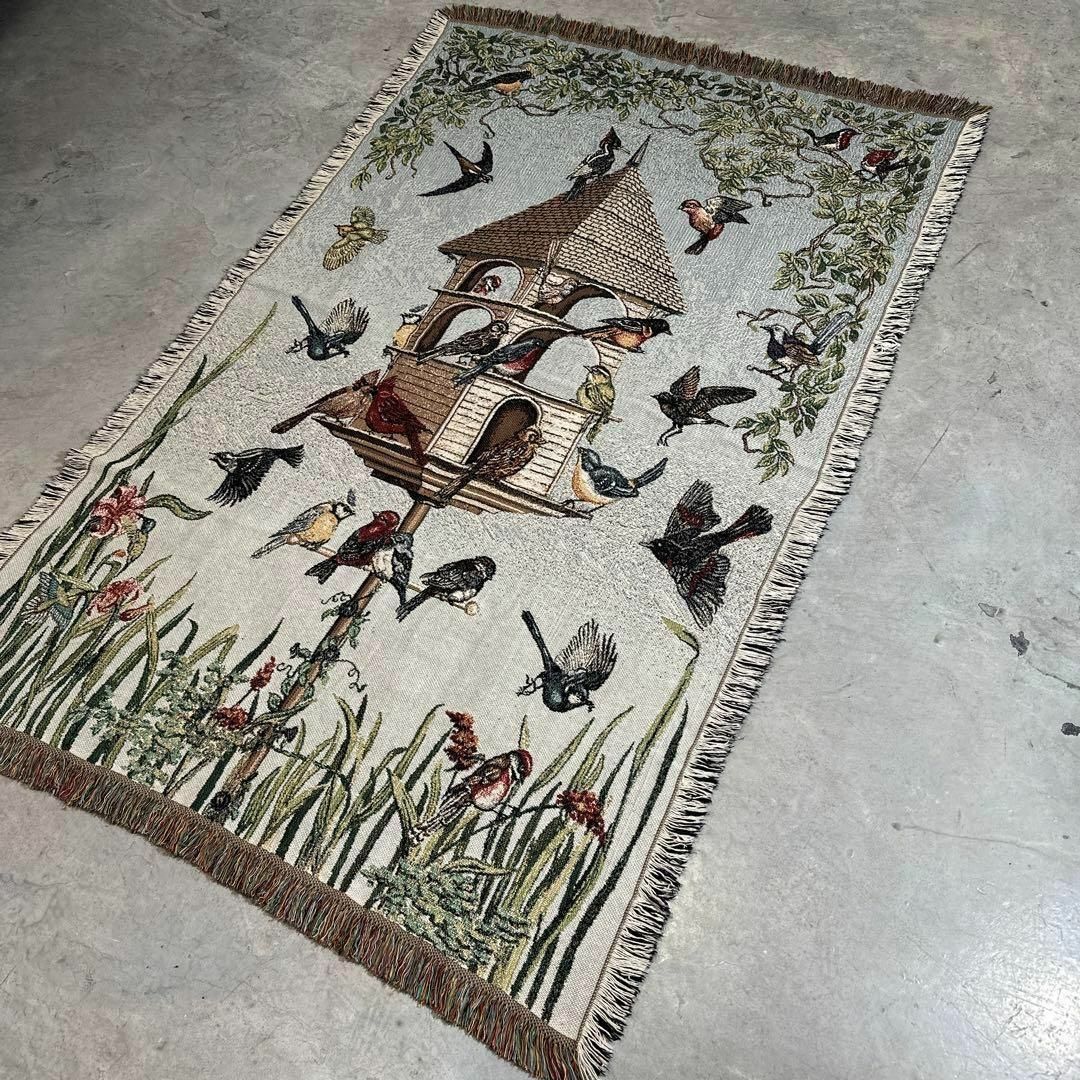 鳥 野鳥 マルチカバー ソファーカバー ビンテージラグ 176x112 鳥 野鳥 マルチカバー ソファーカバー ビンテージラグ 176x112