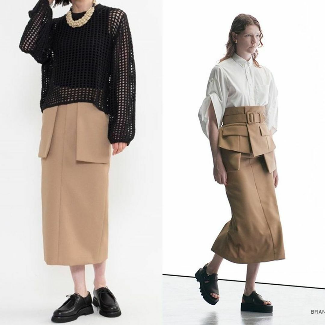 2 HYKE DOESKIN MIDI SKIRT ベージュ ドスキン スカート 2 HYKE DOESKIN MIDI SKIRT ベージュ ドスキン スカート
