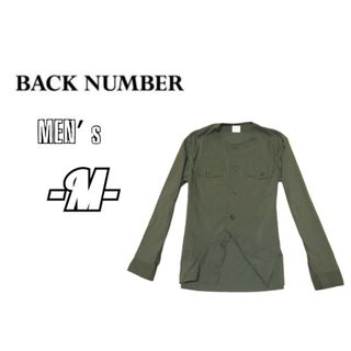 バックナンバー(BACK NUMBER)のメンズM◇BACK NUMBER◇ノーカラー長袖シャツ カーキ(シャツ)