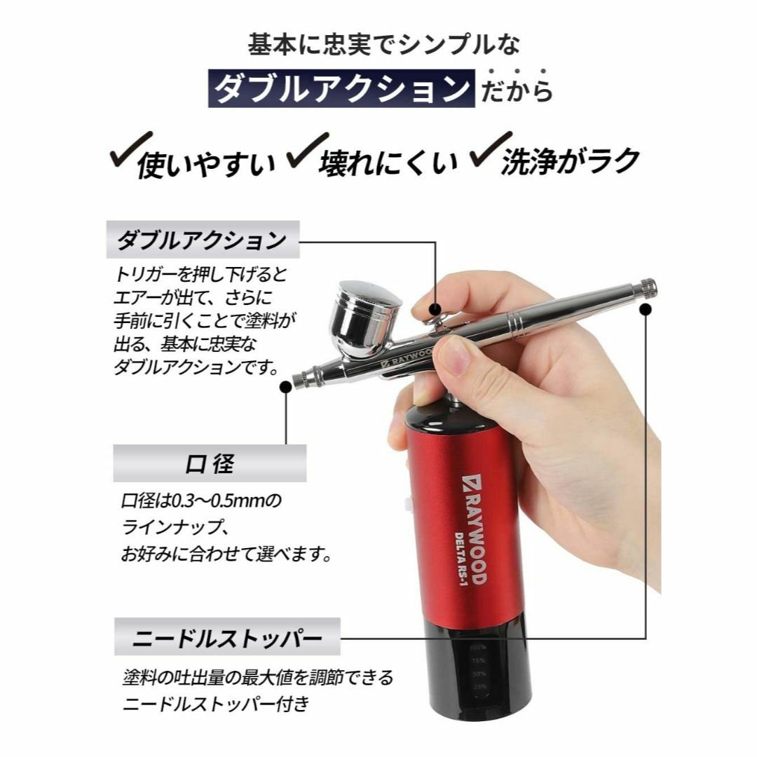 エアブラシ ハンドピース 0.3mm ダブルアクション ブラック 塗装 エアブラシ ハンドピース 0.3mm ダブルアクション ブラック 塗装