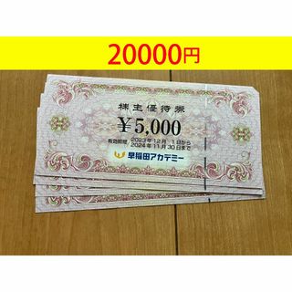 早稲田アカデミ株主優待券 5000円券×4枚（合計20000円分）匿名発送(その他)