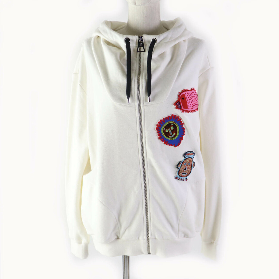 LOUIS VUITTON - 未使用品★LOUIS VUITTON ルイヴィトン 草間彌生 23AW コットン100％ フェイスパッチ付 ZIP UP パーカー ホワイト S イタリア製 正規品 レディース