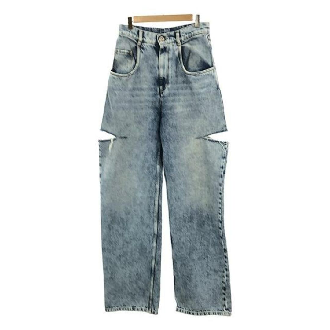 【美品】  Maison Margiela / メゾンマルジェラ | 2022AW | カットアウト ワイド デニムパンツ | 40 | ライトブルー | レディース