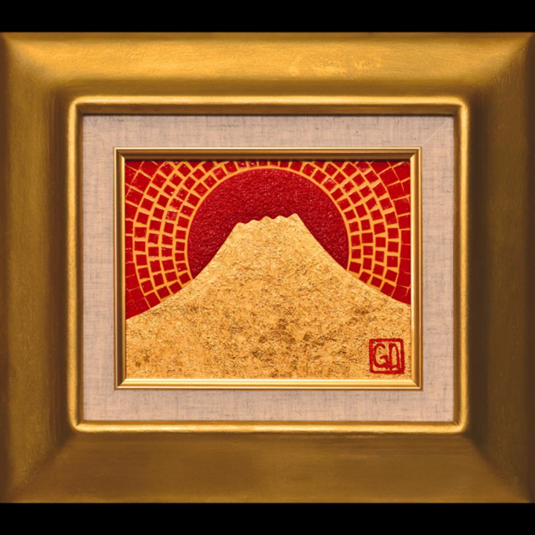 F0号油絵一番ミニチュアな『太陽と黄金富士山』がんどうあつし F0号油絵一番ミニチュアな『太陽と黄金富士山』がんどうあつし