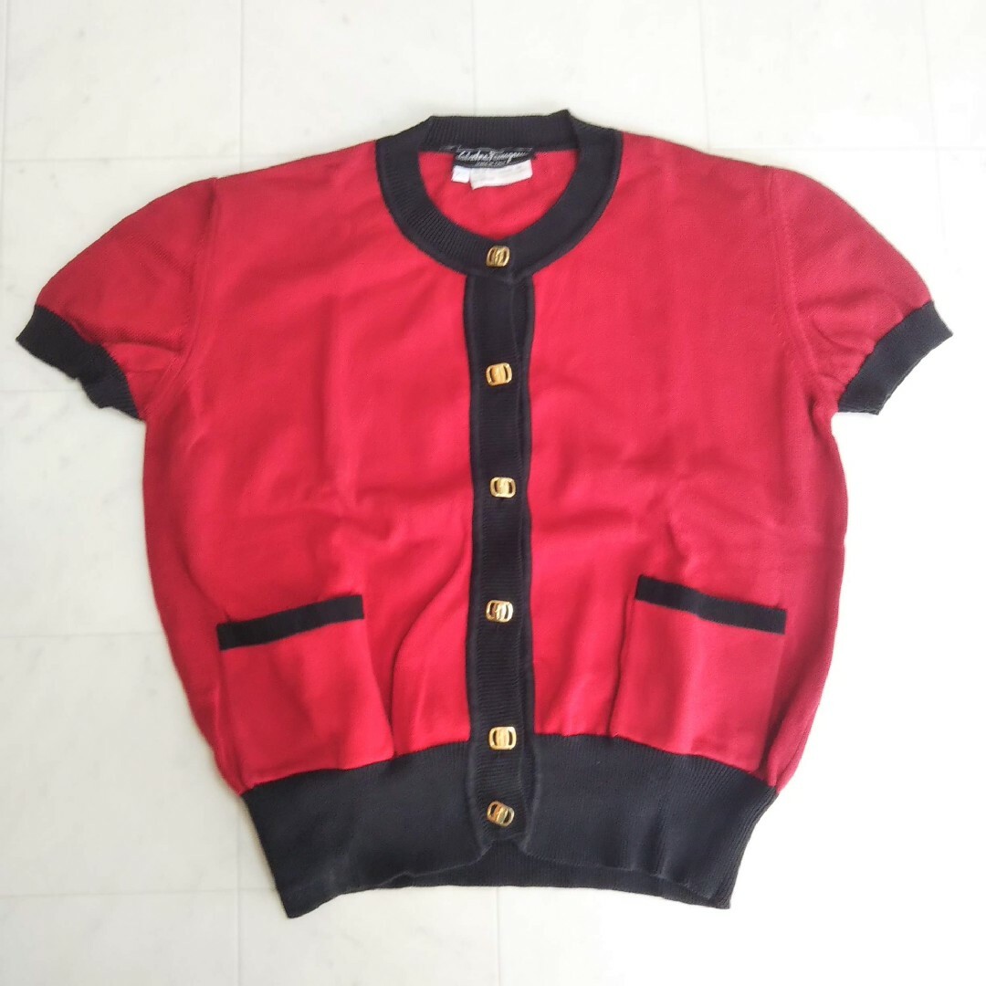 Salvatore Ferragamo - 美品【Ferragamo】半袖 ニット バイ Salvatore Ferragamo - 美品【Ferragamo】半袖 ニット バイ