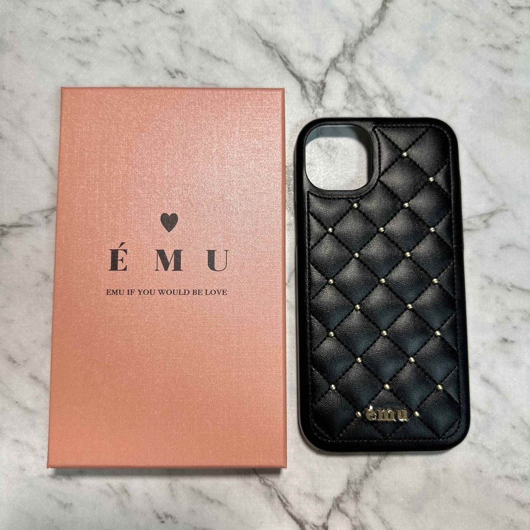 EMU - EMU ブラック キルティング スマホケース iPhone14plusの EMU - EMU ブラック キルティング スマホケース iPhone14plusの