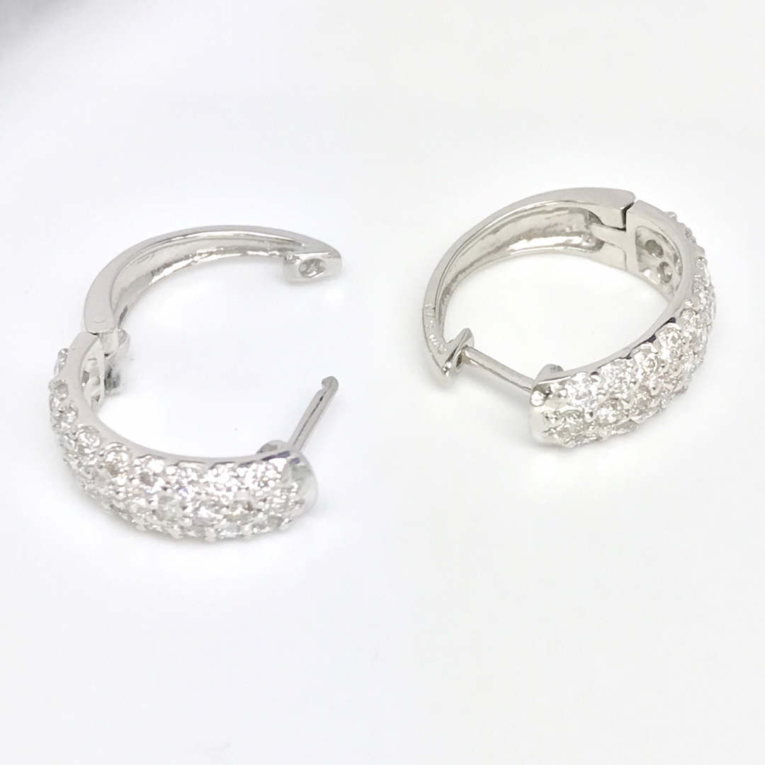 天然ダイヤモンド 1.00ct 中折れ式パヴェフープピアス PT950 天然ダイヤモンド 1.00ct 中折れ式パヴェフープピアス PT950