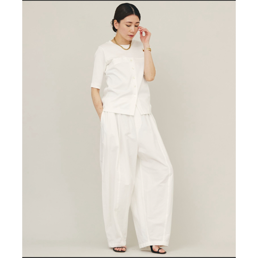 Curensology カレンソロジー コットンリネンドロストパンツ 白 Curensology カレンソロジー コットンリネンドロストパンツ 白