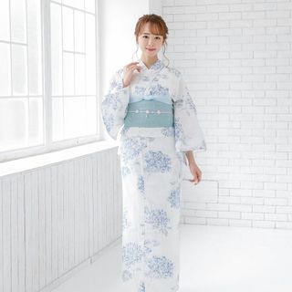 新品 浴衣 セット 浴衣セット ゆかた 大人 レディース 白 花 Y4-13(浴衣)