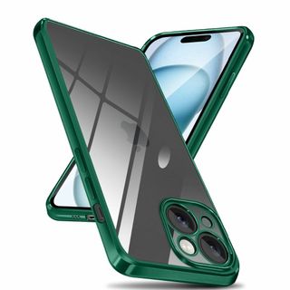 【サイズ:iphone15_色:グリーン】iphone 15 ケース クリア メ(その他)