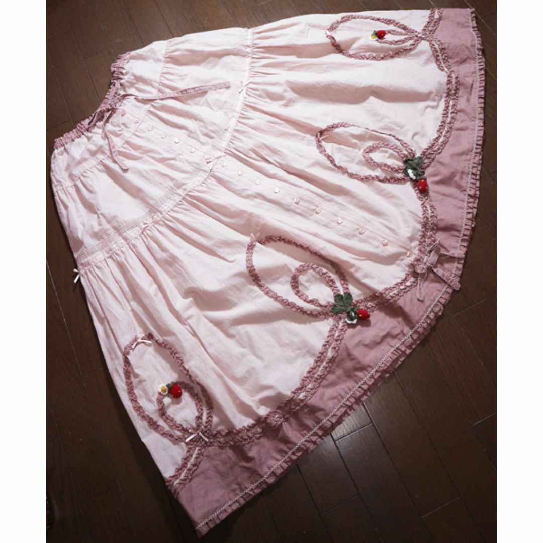 PINK HOUSE - 連休セール！ピンクハウス♡苺モチーフ付き♡綿ローンのティアードスカート　ピンク