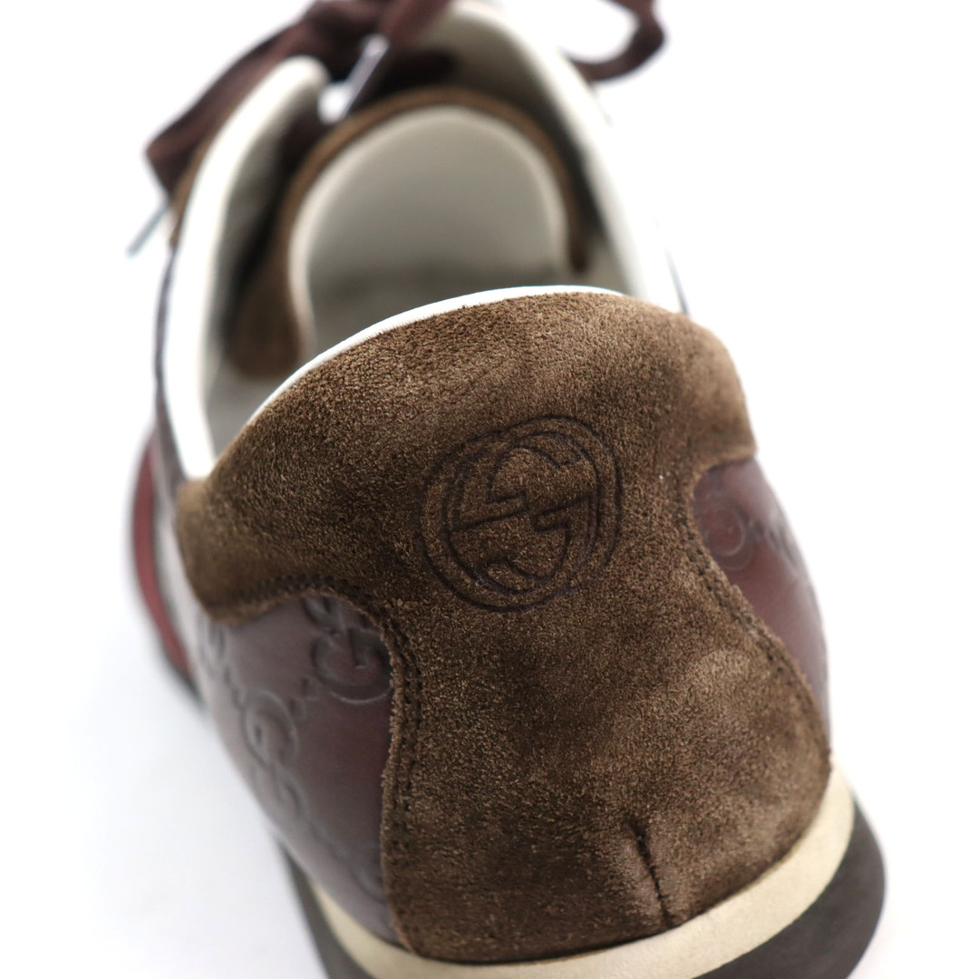 良品○GUCCI グッチ 138169 GG SHIMA GGシマ レザー スウェード GG柄 シェリーライン レースアップ スニーカー ブラウン  40 イタリア製 メンズ