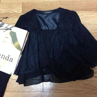 リエンダ(rienda)のrienda レースフレアジャケット美品(ノーカラージャケット)